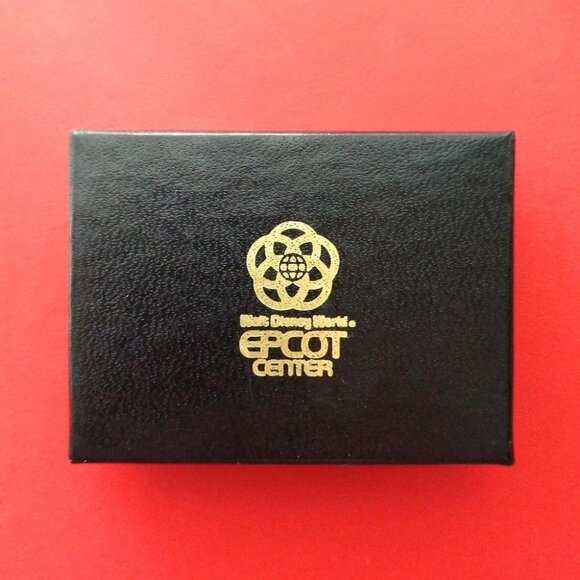 Vintage Disney Epcot Brooch Pin 80s Goldtone Unisex Signed Original Box - Picture 12 of 14